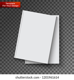 Blank book cover on transparent background