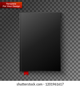 Blank book cover on transparent background