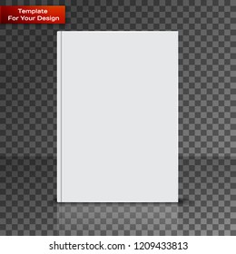 Blank book cover on transparent background