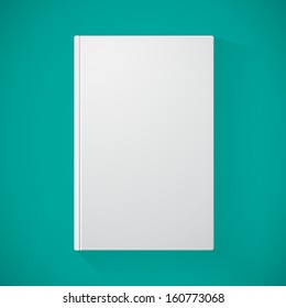 Blank book cover on turquoise background for your design