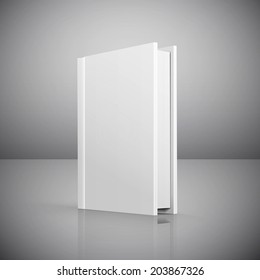 Blank book cover over grey background. Vector illustration