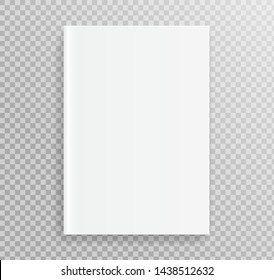 Blank book cover, placed on bookshelf for design. isolate on transparent background.