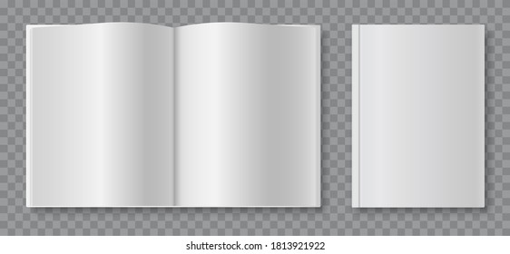 Blank book cover template. Isolated on transparent background. Vector