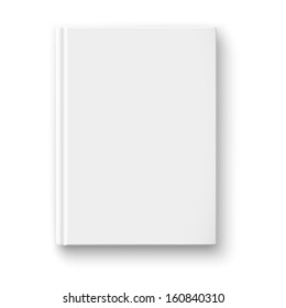 Blank book cover template on white background with soft shadows. Vector illustration.