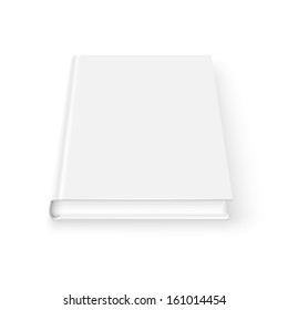 Blank book cover template on white background with soft shadows. Perspective view. Vector illustration.