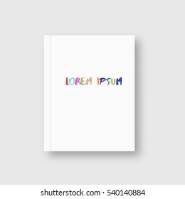 Blank book cover template on white background with soft shadows. Vector illustration.