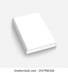 Blank book cover template with pages in front side on transparent background. Perspective view. Vector illustration.