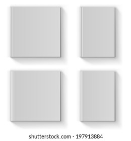 Blank book cover vector template isolated on white background.