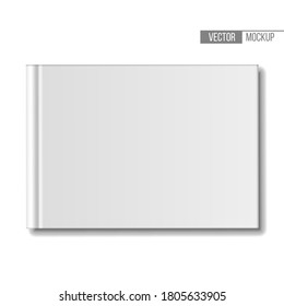 Blank book mockup, top view. Template empty magazine, album or book on white background for your design and presentation. Vector illustration.