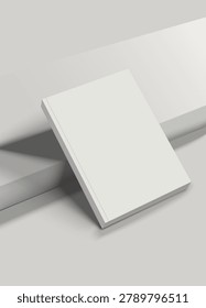 Blank book mockup with white cover. Vector mockup for presentation of book, magazine or brochure design.