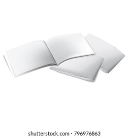 Blank book template on white background with soft shadows.