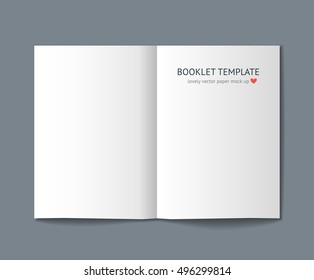 Blank booklet mock up with shadow isolated on dark gray background. Realistic vector template for booklet, leaflet, flyer, newspaper. Mockup for graphic designer portfolio presentation