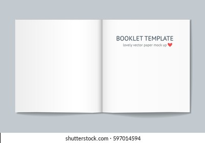 Blank booklet mock up with shadow isolated on dark gray background. Realistic vector template for booklet, leaflet, flyer, newspaper. Mockup for graphic designer portfolio presentation