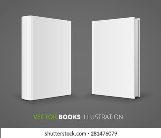 Blank books covers from front and back. Vector illustration.