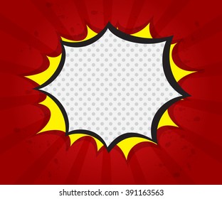 blank boom comic book, pop art speech bubble background vector illustration