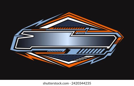 Blank border racing logo. Technology digital banner. Futuristic techno border