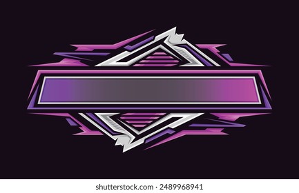 Blank border racing logo. Technology digital banner. Futuristic techno border