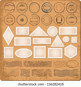 Blank borders and grunge rubber stamp vector