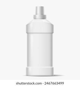 Blank bottle of detergent with cap realistic vector illustration. Washing conditioner container with copy space 3d object on white background