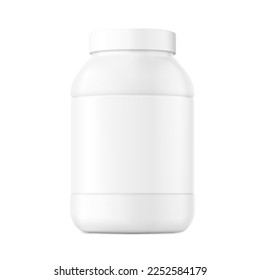 Blank bottle mockup isolated on white background. Can be used for sports nutrition, medical, cosmetic, food. Vector illustration. EPS10.	