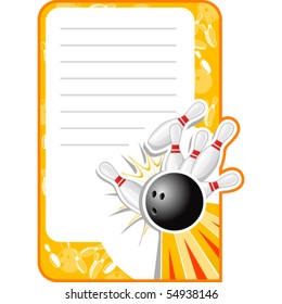 Blank Bowling Invitation in retro style with Copy Space