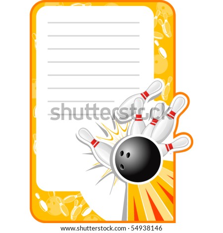 Blank Bowling Invitation in retro style with Copy Space
