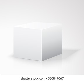 Blank box isolated on white background. White box. Cube. Template white. Blank box on white background with reflection. vector illustration. Vector Art