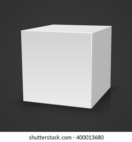 Blank box on black background with reflection, Illustration Isolated On White Background. Mock Up Template Ready For Your Design, White box, template design element, Vector illustration