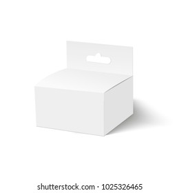 Blank of box with plastic window and hang slot. Vector.