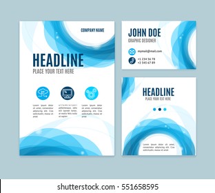 Blank Brand Set Card With Abstract Geometric Print Corporate Design Paper for Business. Vector illustration