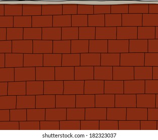 Blank brick wall cartoon over white background
