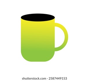 Blank bright green cup isolated on white. Mockup for design.