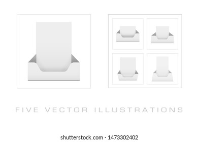 Blank brochure holder template for designers. 3d Illustration isolated on white background. Graphic concept for your design