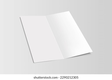 Blank brochure mockup template. Template of open portrait brochure isolated on grey background