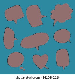 blank brown cartoon speech bubbles set on dark blue background. vector illustration