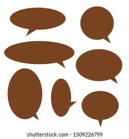 blank brown cartoon speech bubbles set with different oval shape isolated on white background. vector illustration