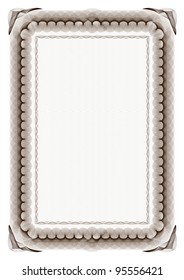 blank brown certificate frame on white background