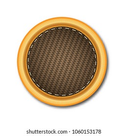 Blank Brown Circle Of Embroidered Patch Work For Vector Graphic Design Concept Idea