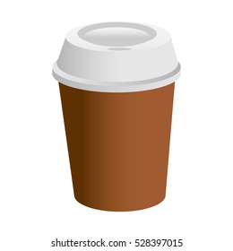 Blank brown coffee cup isolated on a white background. Takeaway coffee package. Vector illustration.