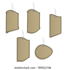 blank brown paper price label sale tag set isolated background
