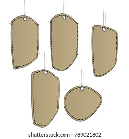 blank brown paper price label sale tag set isolated background