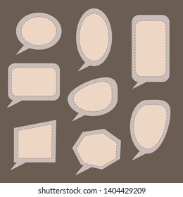 blank brown speech bubbles set with different shape on dark brown background. vector illustration