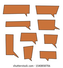 blank brown speech bubbles set isolated on white background. vector illustration