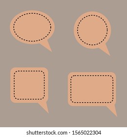 blank brown speech bubbles set isolated on brown background. vector illustration