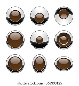 Blank brown web buttons for website or app. Vector