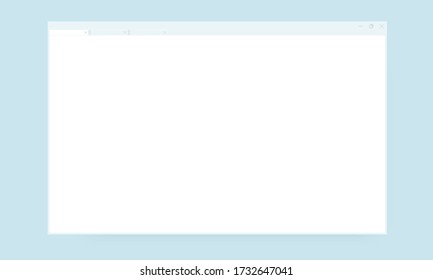 Blank Browser Window Mock Up. Desktop Computer Frame Vector Clay Mockup. Minimal Template For Web Design Presentation.