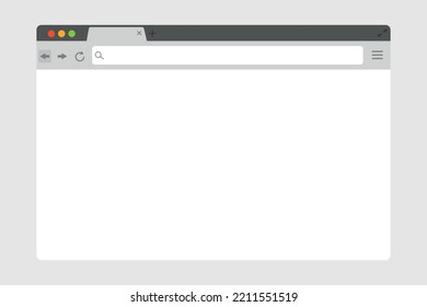Blank browser window. Simple web browser window vector. Internet empty page concept. Empty web page mockup. Vector illustration