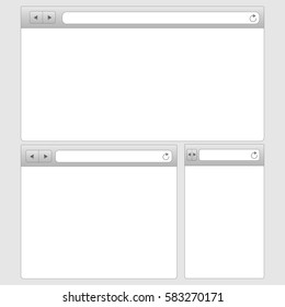 Blank browser windows for computer, tablet, smartphone. Mockups can easily modify and used to showcase your web projects. Vector illustration