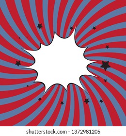Blank bubble speak with sunburst and dots background 