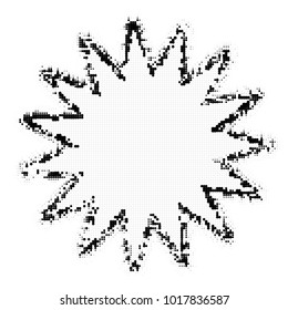 Blank bubble speech. Polka dot halftone pattern. Modern vector illustration. Abstract curves. Points backdrop. Dotted spotted pattern 